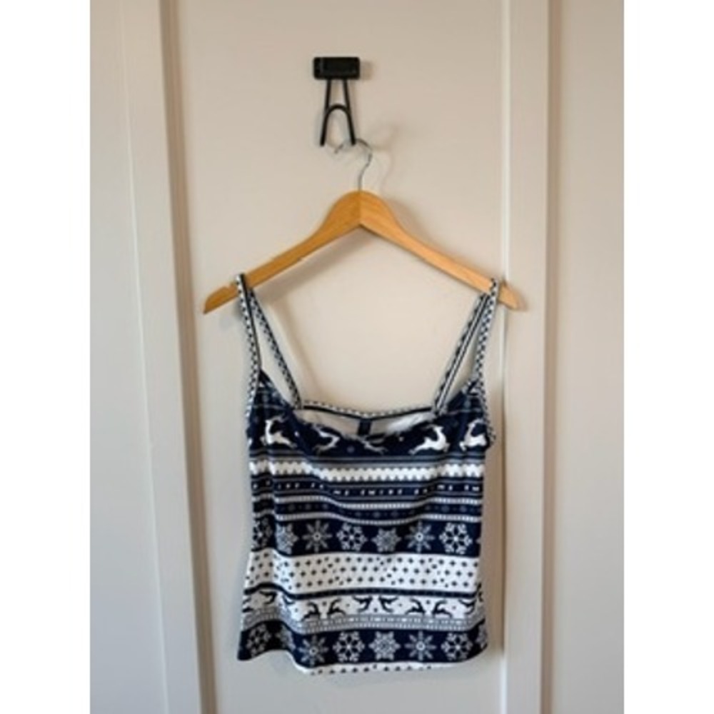 SKIMS Fair Isle Cami Navy White Reindeer Snowflake Holiday Tank Top XL NWT